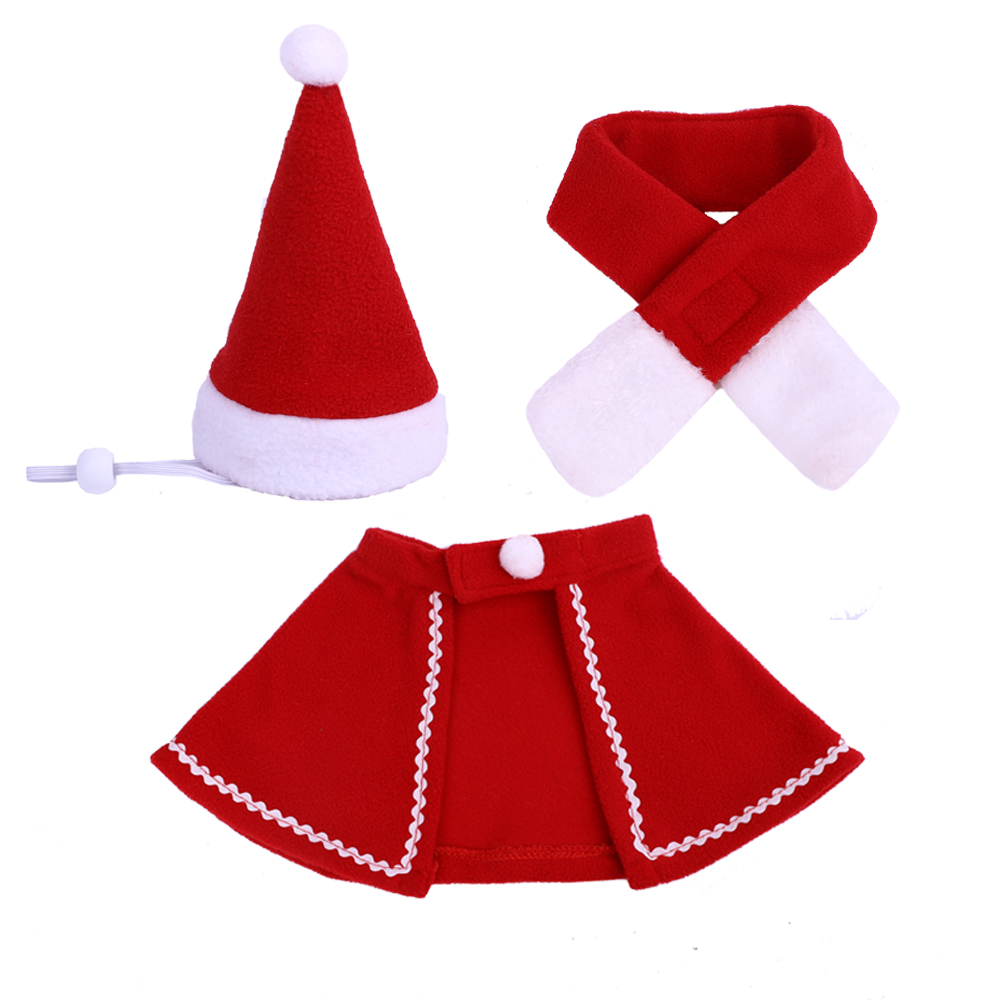 AUPET 3 Pieces Christmas Pet Costume Set Adjustable Dog Santa Hat Christmas Scarf Santa Cloak Christmas Costume Accessory for Pu